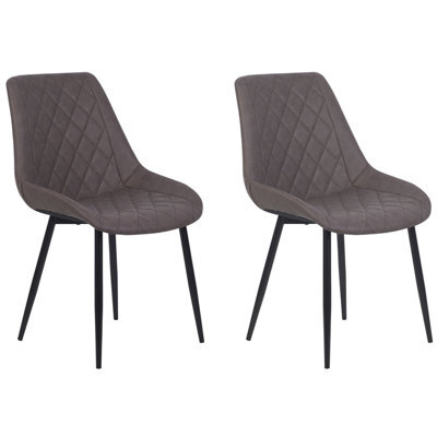 Beliani Set Of 2 Dining Chairs Maribel Faux Leather Dark Brown - image 1