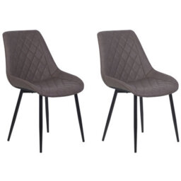 Beliani Set Of 2 Dining Chairs Maribel Faux Leather Dark Brown - thumbnail 1