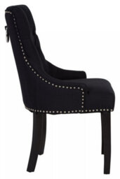 Orsina Black Linen Dining Chair, Comfortable High Back Office Chair, Aesthetic Linen Chair For Living Room - thumbnail 3