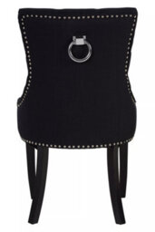 Orsina Black Linen Dining Chair, Comfortable High Back Office Chair, Aesthetic Linen Chair For Living Room - thumbnail 4