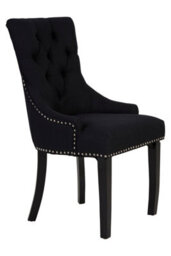 Orsina Black Linen Dining Chair, Comfortable High Back Office Chair, Aesthetic Linen Chair For Living Room - thumbnail 9