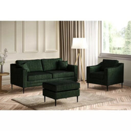 Aspen Green Velvet 3 Seater Sofa, Foam Cushions, Reversible Back & Seat, Piped Detailing, Black Metal Stiletto Legs - thumbnail 6