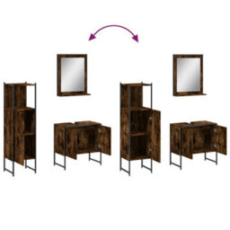 Berkfield 3 Piece Bathroom Cabinet Set Smoked Oak Engineered Wood - thumbnail 9