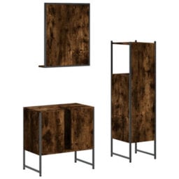 Berkfield 3 Piece Bathroom Cabinet Set Smoked Oak Engineered Wood - thumbnail 8