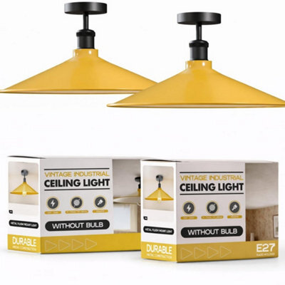 Pack Of 2 Semi Flush Mount Lighting For Bedroom Livingroom Kitchen With E27 Holder 40Cm Lampshade Easy Fit Durable Metal - image 1