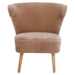 Orsina Mink Velvet And Natural Linen Chair, Dual Tone Accent Chair With Stud Detailing, High Back Chair - thumbnail 1
