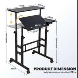Costway Mobile Standing Desk Laptop Cart W/ Flip-Over Desktop Portable Overbed Table Home Office Computer Desk - thumbnail 2