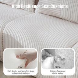 Abrihome Beige 4-Seater Modular Cord Sofa With 2 Ottomans, Cup Holders & Side Storage Pockets - thumbnail 2