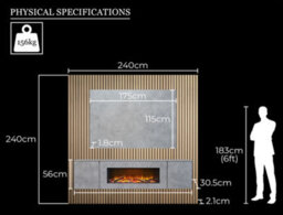 Acantha Orion Xo Electric Floating Media Wall Suite In Concrete Effect With Tv Board & Natural Oak Wall Panels - thumbnail 5