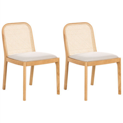 Beliani Set Of 2 Dining Chairs Edina Fabric Light Brown/ Beige - image 1