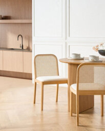 Beliani Set Of 2 Dining Chairs Edina Fabric Light Brown/ Beige - thumbnail 2