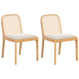 Beliani Set Of 2 Dining Chairs Edina Fabric Light Brown/ Beige - thumbnail 1