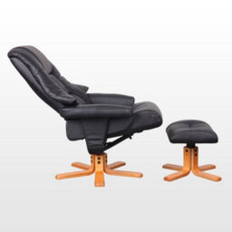 More4Homes Sorento Black Bonded Leather Swivel Recliner Armchair Chair With Foot Stool - thumbnail 5