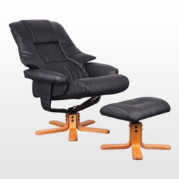 More4Homes Sorento Black Bonded Leather Swivel Recliner Armchair Chair With Foot Stool - thumbnail 4
