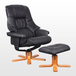 More4Homes Sorento Black Bonded Leather Swivel Recliner Armchair Chair With Foot Stool - thumbnail 3