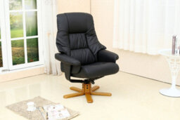 More4Homes Sorento Black Bonded Leather Swivel Recliner Armchair Chair With Foot Stool - thumbnail 2