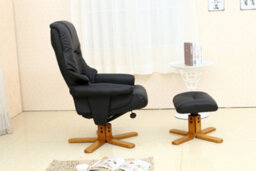 More4Homes Sorento Black Bonded Leather Swivel Recliner Armchair Chair With Foot Stool - thumbnail 6