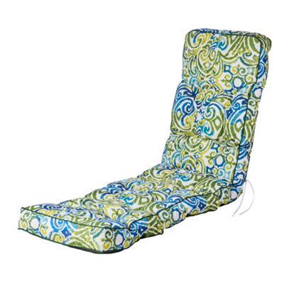 Alfresia Blue Green Multi Classic Sun Lounger Garden Cushion - image 1