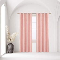 Deconovo Window Treatment Room Darkening Curtains, Gold Wave Foil Printed Blackout Curtains, W66 X L90 Inch, Coral Pink, One Pair - thumbnail 3