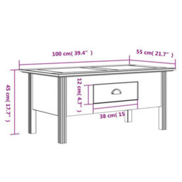 Berkfield Coffee Table Bodo Grey 100X55X45 Cm Solid Wood Pine - thumbnail 8