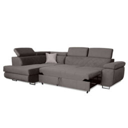 M N Furniture Ltd Modern Plush Velvet Corner Sofa Bed With Adjustable Headrest And Storage (Right Grey) - thumbnail 2