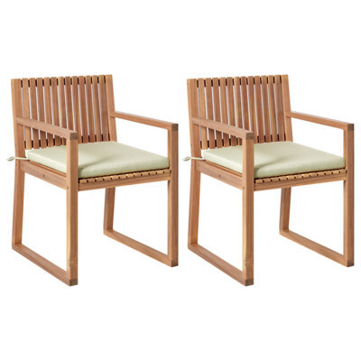 Beliani Set Of 2 Garden Chairs With Cushions Sassari Premium Certified Acacia Wood Light Green - image 1