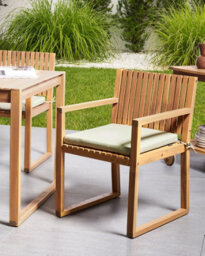 Beliani Set Of 2 Garden Chairs With Cushions Sassari Premium Certified Acacia Wood Light Green - thumbnail 2