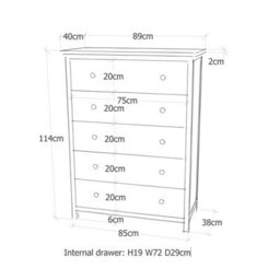 Cabinet Bits Portofino 5 Drawer Chest Of Drawers Drop Brass Handle - thumbnail 8