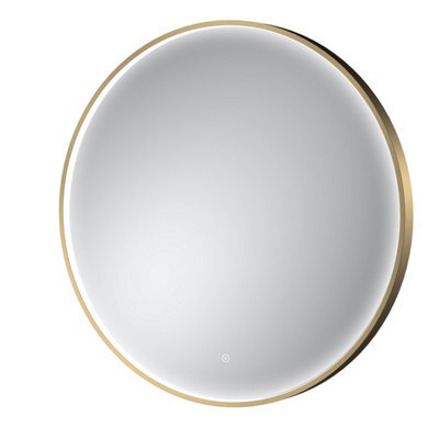 Hudson Reed Mensa Round Led Touch Sensor Inset Framed Mirror With Demister, Brushed Brass, 800 X 800 mm - image 1