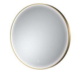 Hudson Reed Mensa Round Led Touch Sensor Inset Framed Mirror With Demister, Brushed Brass, 800 X 800 mm - thumbnail 1