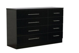 Harmin High Gloss Black 8 Drawer Sideboard / Cupboard / Buffet Solo / Chest Of Drawers - thumbnail 5
