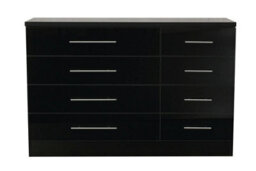 Harmin High Gloss Black 8 Drawer Sideboard / Cupboard / Buffet Solo / Chest Of Drawers - thumbnail 7