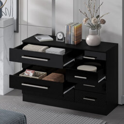 Harmin High Gloss Black 8 Drawer Sideboard / Cupboard / Buffet Solo / Chest Of Drawers - thumbnail 3