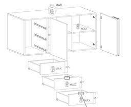 FurniComp LTD Furnicomp Seville 2 Door 3 Drawer White Gloss And Cadiz Oak Sideboard - thumbnail 6