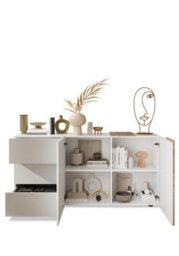 FurniComp LTD Furnicomp Seville 2 Door 3 Drawer White Gloss And Cadiz Oak Sideboard - thumbnail 4