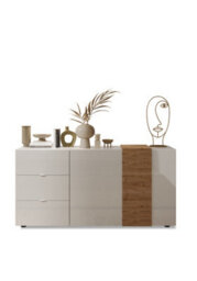 FurniComp LTD Furnicomp Seville 2 Door 3 Drawer White Gloss And Cadiz Oak Sideboard - thumbnail 3