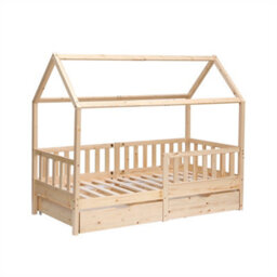1001 Furniturehmd Wooden Kids Bed Frame,solid Pine Wood,3 Ft Single House Bed Frame,chidren Floor Bed With Two Drawers - thumbnail 6
