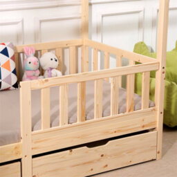 1001 Furniturehmd Wooden Kids Bed Frame,solid Pine Wood,3 Ft Single House Bed Frame,chidren Floor Bed With Two Drawers - thumbnail 4