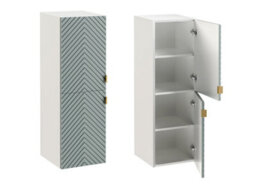 Impact Furniture Bathroom Furniture Set Wall Hung Cabinets 600mm Vanity Unit With Basin Tallboy Fluted Green Cara - thumbnail 3