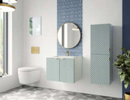 Impact Furniture Bathroom Furniture Set Wall Hung Cabinets 600mm Vanity Unit With Basin Tallboy Fluted Green Cara