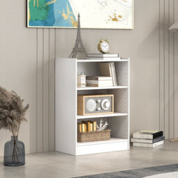 Costway 3-Tier Wooden Bookcase Open Storage Shelf Organizer Display Rack White - thumbnail 8