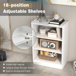 Costway 3-Tier Wooden Bookcase Open Storage Shelf Organizer Display Rack White - thumbnail 4