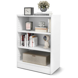 Costway 3-Tier Wooden Bookcase Open Storage Shelf Organizer Display Rack White - thumbnail 1
