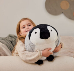 Warmies Luxury Long Pile Faux Fur Supersized Cushion, Baby Penguin - thumbnail 3