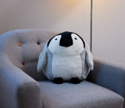 Warmies Luxury Long Pile Faux Fur Supersized Cushion, Baby Penguin - thumbnail 2