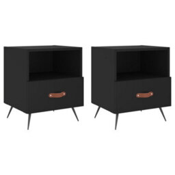 Berkfield Modern Bedside Cabinets 2 Pcs Black 40X35X47.5 Cm Engineered Wood - thumbnail 1