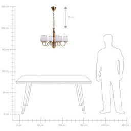 Beliani Aurora 6-Light Brass Chandelier With Emperor Acrylic Shades, W65 X D65 X H127Cm - thumbnail 8