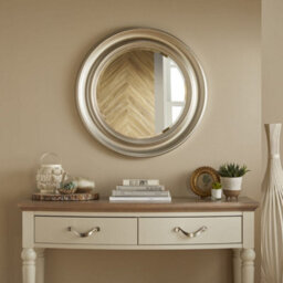 The Online Mirror Shop Round Wall Mirror Hamilton Antique Style Bevelled With Champagne Frame- H 66Cm X W 66Cm X D 3Cm For Hanging In Bedroom