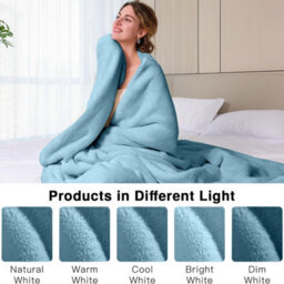 Ameha Fleece Plain Blanket, Lightweight & Reversible Throw For Travel, Bed & Sofa Blanket, Light Blue Double 150X200Cm - thumbnail 3