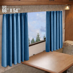 Oxford Homeware Eyelet Linen Effect Curtains Blue Fully Lined 100% Blackout Thermal Insulated Curtain Pair (W)168Cmx(L)137Cm - thumbnail 3